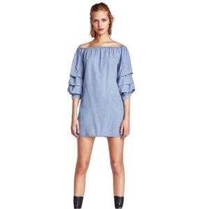 ZARA Off Shoulder Ruffle Sleeve Dress